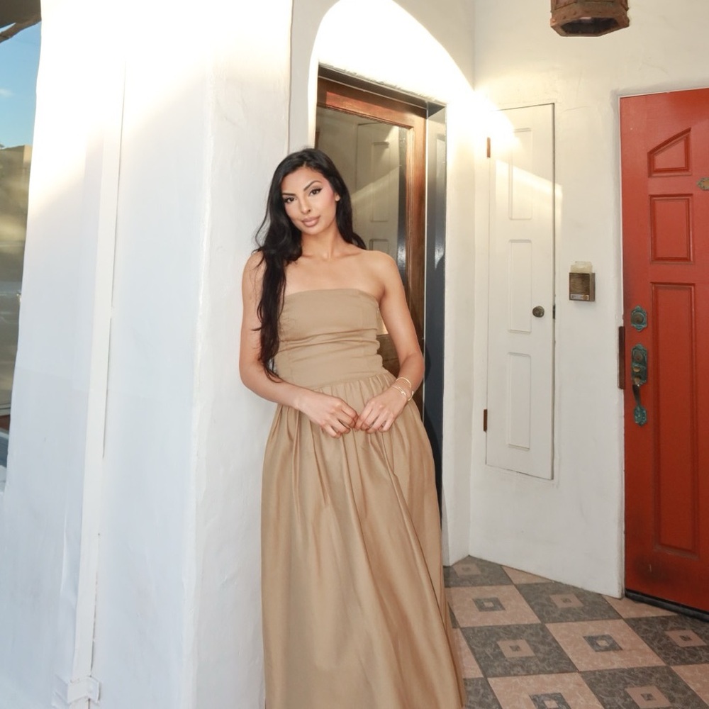 Zara Strapless Tan Dress